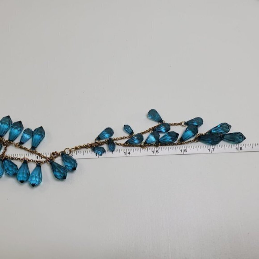 Blue Beaded Necklace Statement Chain Drop Dangle‎ F - Picture 7 of 7